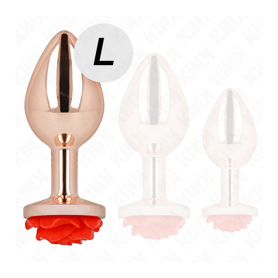 KINK - PLUG ANALE IN ORO ROSA CON ROSA ROSSA L